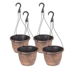 Set Of 4 'Acorn' Hanging Baskets 25cm (10in) Copper-Tone