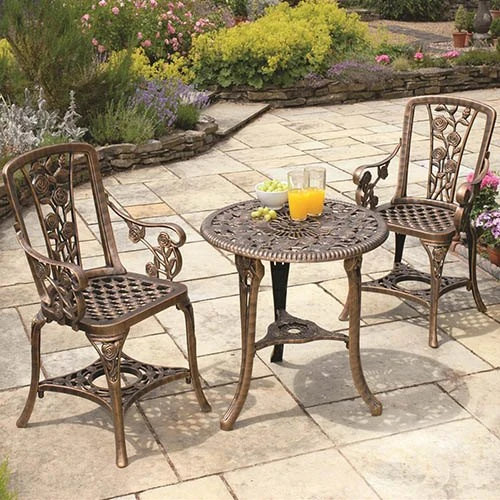 Arm Chair Patio Set For Two - Bronze 3 Arm Chair Patio Set For Two - Bronze