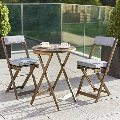 Raffles Bistro Set With Cushions - Grey 3 Raffles Bistro Set With Cushions - Grey