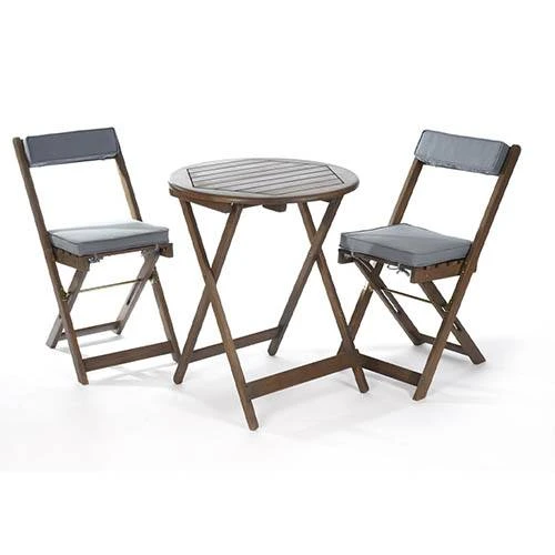 Raffles Bistro Set With Cushions - Grey 4 Raffles Bistro Set With Cushions - Grey - Image 2