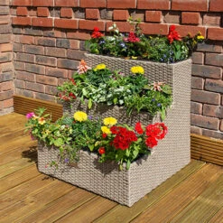 Tiered Rattan Planter In Natural -Yougarden Shop 161443 2