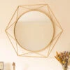 Golden Hexagonal Indoor Mirror 2 Golden Hexagonal Indoor Mirror -Yougarden Shop 161496